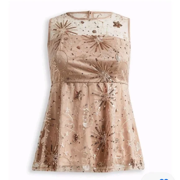 Torrid Tan Floral Embroidered Sleeveless Top - Picture 2 of 16